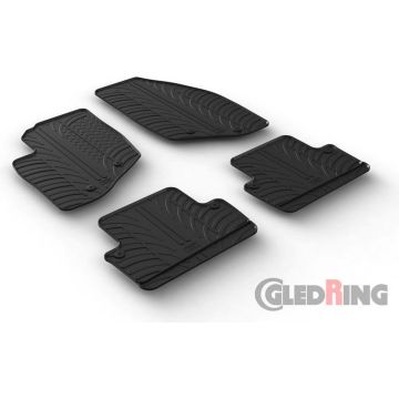 Gledring Rubbermatten passend voor Volvo V70/XC70 2000-2007 &amp; S60 2000-2009 (T profiel 4-delig + montageclips)