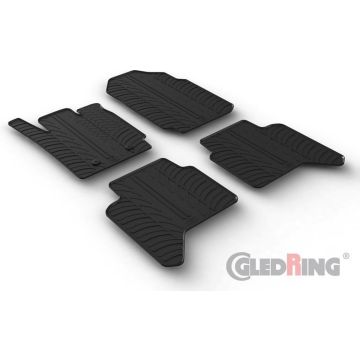 Gledring Rubbermatten passend voor Ford Ranger Double Cab 5/2013- (automaat) (T profiel 4-delig + montageclips)