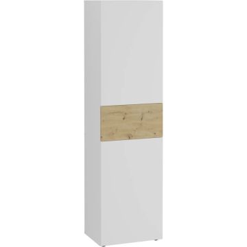 FMD-Garderobe-met-2-deuren-54,5x41,7x199,1-cm-wit-en-artisan-eiken