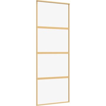 vidaXL-Schuifdeur-76x205-cm-helder-ESG-glas-en-aluminium-goudkleurig