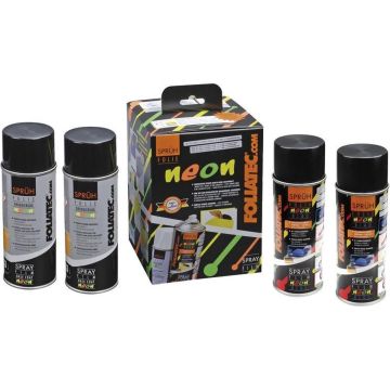 Foliatec Spray Film (Spuitfolie) NEON 4-delige Set - blauw 2x400ml + basislaag 2x400ml