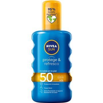 Zon Protector Spray Protege &amp; Refresca Nivea Spf 50 (200 ml)