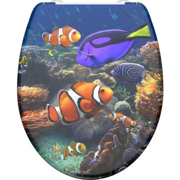 SCHÜTTE WC-Bril 82372 SEA LIFE - Duroplast - Soft Close - Afklikbaar - RVS-Scharnieren - Decor - 3-zijdige Print