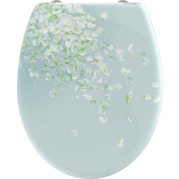 SCHÜTTE WC-Bril 82381 FLOWER IN THE WIND - Duroplast - Soft Close - Afklikbaar - RVS-Scharnieren - Decor - 3-zijdige Print