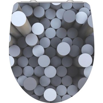 SCHÜTTE WC-Bril 82593 ROUND DIPS - High Gloss - Duroplast - Soft Close - Afklikbaar - RVS-Scharnieren - Decor - 1-zijdige Print