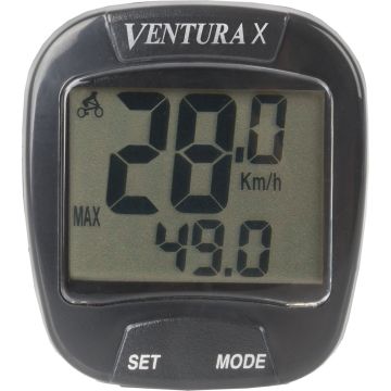 Ventura X - Fietscomputer - Bedraad - 10 functies - Zwart