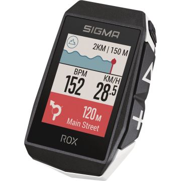 GPS Fietscomputer Sigma ROX 11.1 EVO GPS HR set met korte Butler stuurhouder - wit