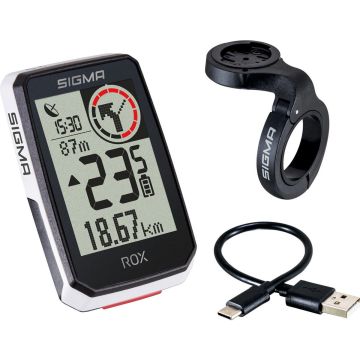 GPS Fietscomputer Sigma ROX 2.0 GPS met overclamp Butler stuurhouder - wit