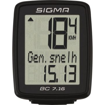 Sigma fietscomputer BC 7.16 - Zwart