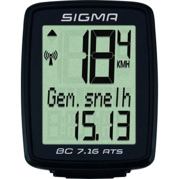 Sigma Fietscomputer BC 7.16 ATS - Draadloos - Zwart