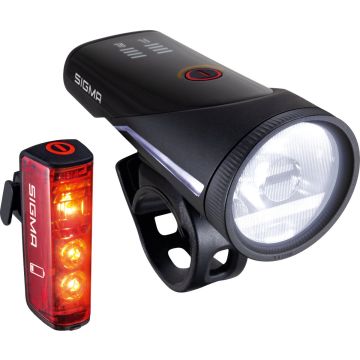 Sigma verlichtingsset Aura 100 Link 100 Lux + Blaze Link USB achterlicht met remlichtfunctie