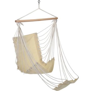 HI Hangstoel met voetensteun katoen canvas beige