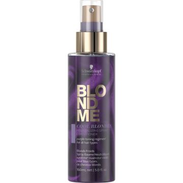 Schwarzkopf BlondMe Cool Blondes Neutralizing Spray Conditioner 150 ML - vrouwen - Voor Beschadigd haar/Geblondeerd haar - Conditioner voor ieder haartype