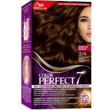 Permanente Kleur Wella Color Perfect 7 Nº 3/4 Grijs Haar Donkerbruin 60 ml