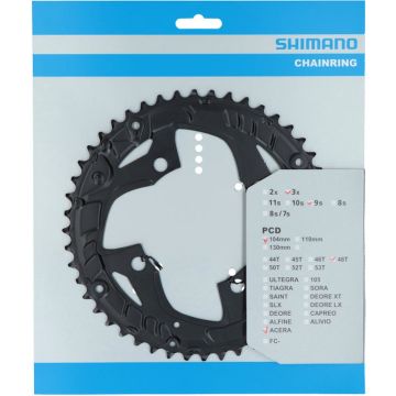 Kettingblad Shimano Acera FC-T3010 9 speed - 48 tands voor kettingbeschermer - zwart