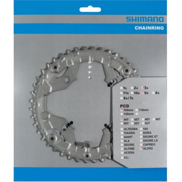 Kettingblad 44T Shimano Alivio FC-T4060 9 speed - zilver