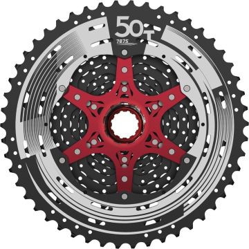 Cassette Sunrace CSMZ90 12 speed 11-50T - zwart met rode spider