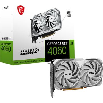 MSI GeForce RTX 4060 VENTUS 2X WHITE 8G OC, GeForce RTX 4060, 8 GB, GDDR6, 128 Bit, 7680 x 4320 Pixels, PCI Express 4.0