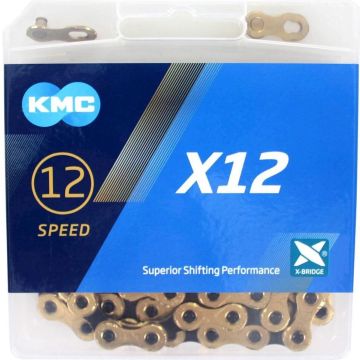 KMC X12 Ti-N Kettingslot 12-speed, goud/zwart Uitvoering 126 schakels