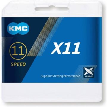 KMC X11 Silver / Black Fietsketting 11 Speed - 114 Schakels Zilver / Zwart (Bulk verpakking)