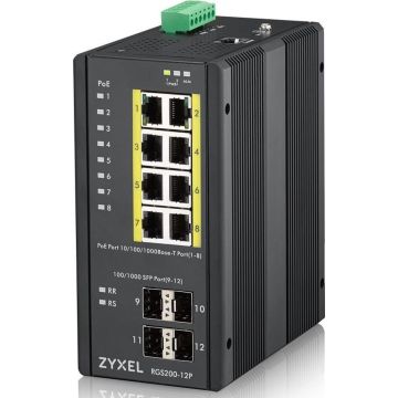 Zyxel RGS200-12P Managed L2 Gigabit Ethernet (10/100/1000) Power over Ethernet (PoE) Zwart