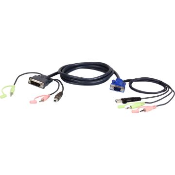 1.8M USB VGA to DVI-A KVM cable with audio