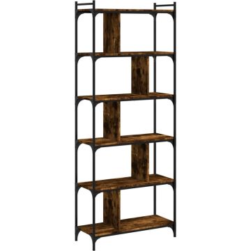 vidaXL-Boekenkast-6-laags-76x32x192-cm-bewerkt-hout-gerookt-eikenkleur