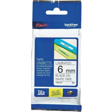 Brother TZ labelprinter tape - 6 mm x 8 m - Zwart op wit