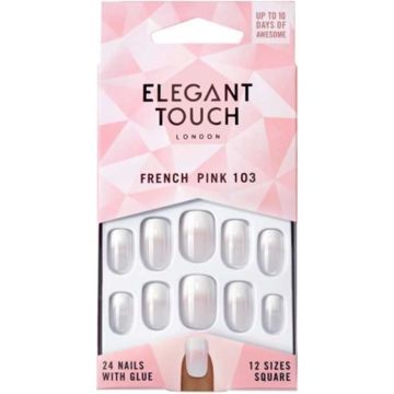 Elegant Touch Natural French Pink 103 Medium - Press on nails - Plaknagels - Nepnagels - 24 stuks - Beste Kwaliteit