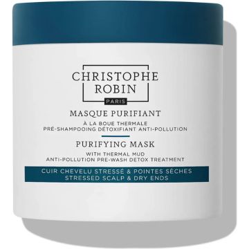 Christophe Robin Purifying Mask with Thermal Mud 250ml - Normale shampoo vrouwen - Voor Alle haartypes - Haarmasker droog haar - Haarmasker beschadigd haar