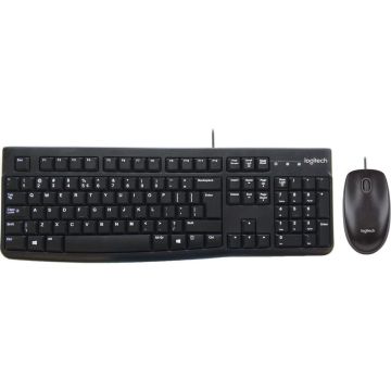 Logitech MK120 - Bedraad Toetsenbord en Muis - Qwerty - Zwart