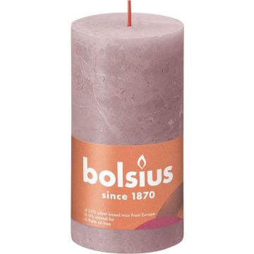 Bolsius Stompkaars Ash Rose Ø68 mm - Hoogte 13 cm - Grijs/Roze - 60 Branduren