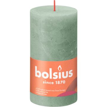 Bolsius Shine Collection Rustiek stompkaars 13 cm / Ø7 cm Jade Green