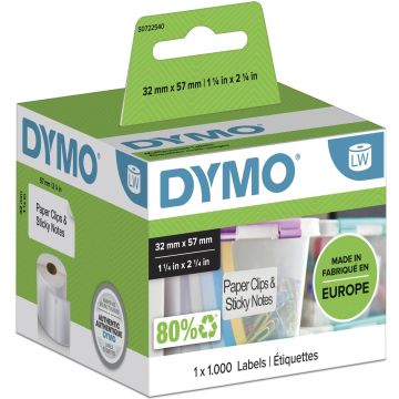 DYMO originele LabelWriter multifunctionele labels | 57 mm x 32 mm | 1000 zelfklevende etiketten | Geschikt voor de LabelWriter labelprinters | Gemaakt in Europa