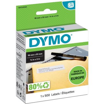 DYMO originele kleine LabelWriter multifunctionele labels | 19 mm x 51 mm | 500 zelfklevende etiketten | Gemakkelijk te verwijderen labels | voor de LabelWriter labelprinters | Gemaakt in Europa