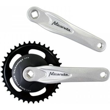 Crankstel Miranda crankstel Alfa 1 38T 3/32 met zwarte disc 9.2cm en zilveren crank