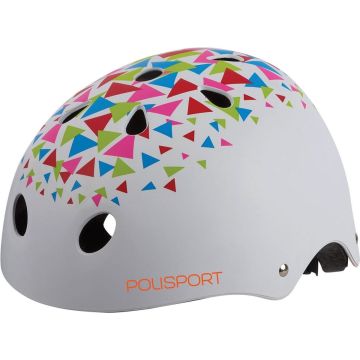 Polisport Junior Triangles fietshelm kind - Maat S (53-55cm) - mat wit/oranje