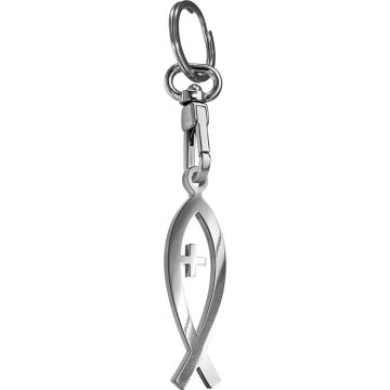 RVS sleutelhanger - 'Ichthus-teken' (Zilver)