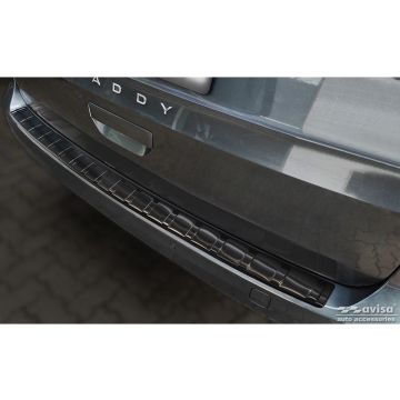 Zwart RVS Achterbumperprotector passend voor Volkswagen Caddy V 2020- 'Ribs'