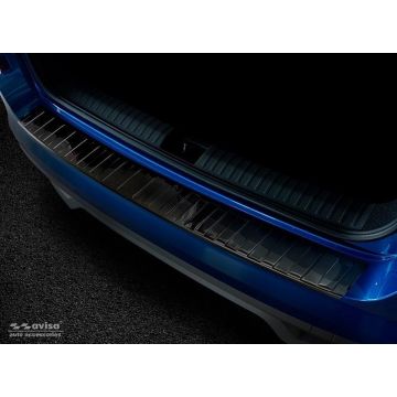 Avisa Zwart RVS Achterbumperprotector passend voor Mercedes A-Klasse W177 Sedan 9/2018- 'Large + Ribs'