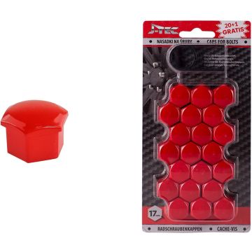 J-TEC Wielbout Wielmoer 17mm Doppen Beschermende Afdekkapjes Rood 20 stuks (set)