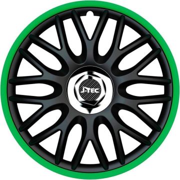 J-Tec Wieldoppen 13 inch Orden R zwart/groen - chroom ring