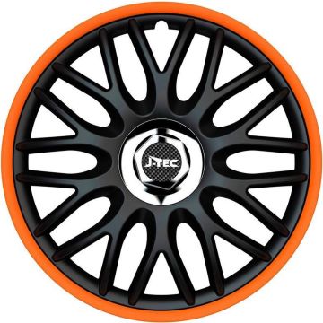 J-Tec Wieldoppen 13 inch Orden R zwart/oranje - chroom ring