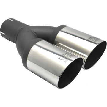 Ulter Sport Uitlaatsierstuk Dubbel Rond/schuin Ø80/50 Mm 280 Mm Rvs Zilver