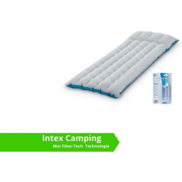 Intex luchtbed - compact kampeerluchtbed - 1 persoons - 184 x 76 x 17 - grijs / blauw (incl. Reparatiekit)