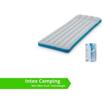 Intex luchtbed - compact kampeerluchtbed - 1 persoons - 189 x 72 x 20 - grijs / blauw (incl. Reparatiekit)