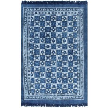 Kelim vloerkleed met patroon 160x230 cm katoen blauw