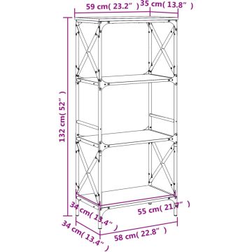 vidaXL-Boekenkast-4-laags-59x35x132-cm-bewerkt-hout-sonoma-eikenkleur