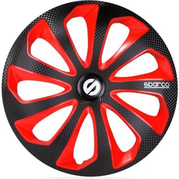 Sparco Wieldoppen Sicilia 13 Inch Abs Zwart/rood Set Van 4