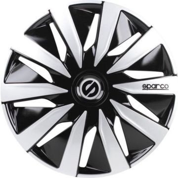 Sparco Wieldoppen Lazio 16 Inch Abs Zwart/zilver Set Van 4